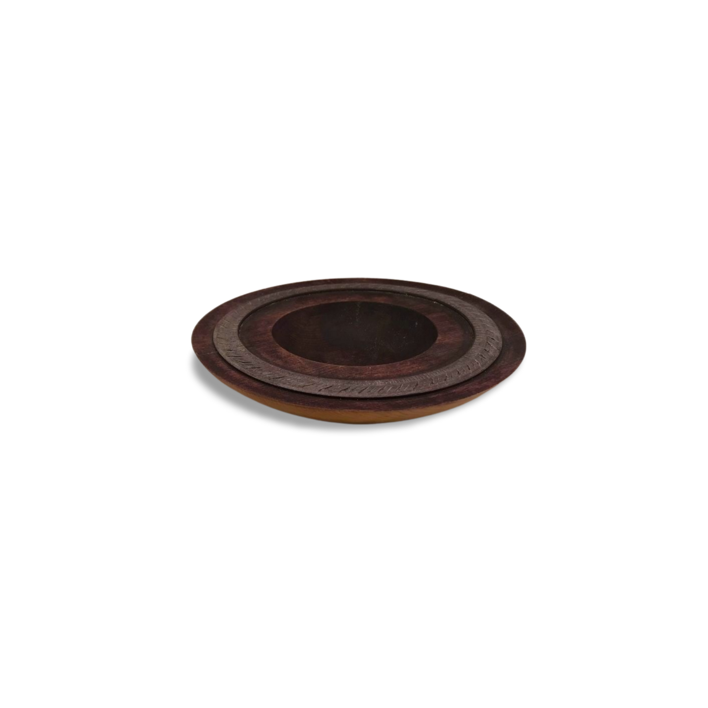 Turned ash bowl (20 cm) – purple stain, waxed and decorated rim