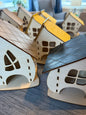 Wonky Houses – tre skjeve små hus i kryssfiner (sett med 3 stk)