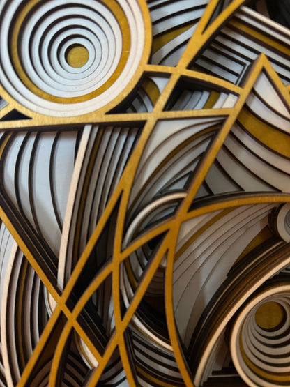 Echoes of Time – 11-lags mandala i teak og hvitbeis (45x45 cm)