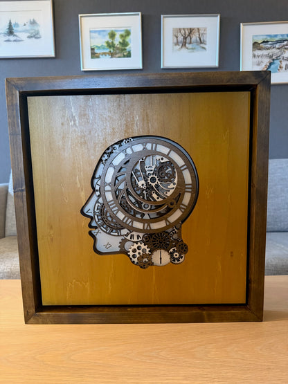 Cogito Chronometron (Tanker gjennom tid) – 7-lags mandala i antikk eik og offwhite (45x45 cm)