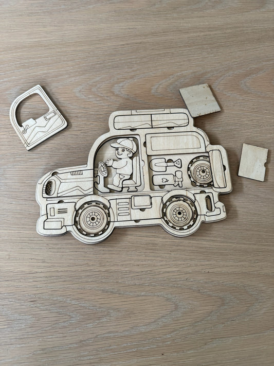 Safaribil – Montessori-inspirert aktivitetsspill i tre